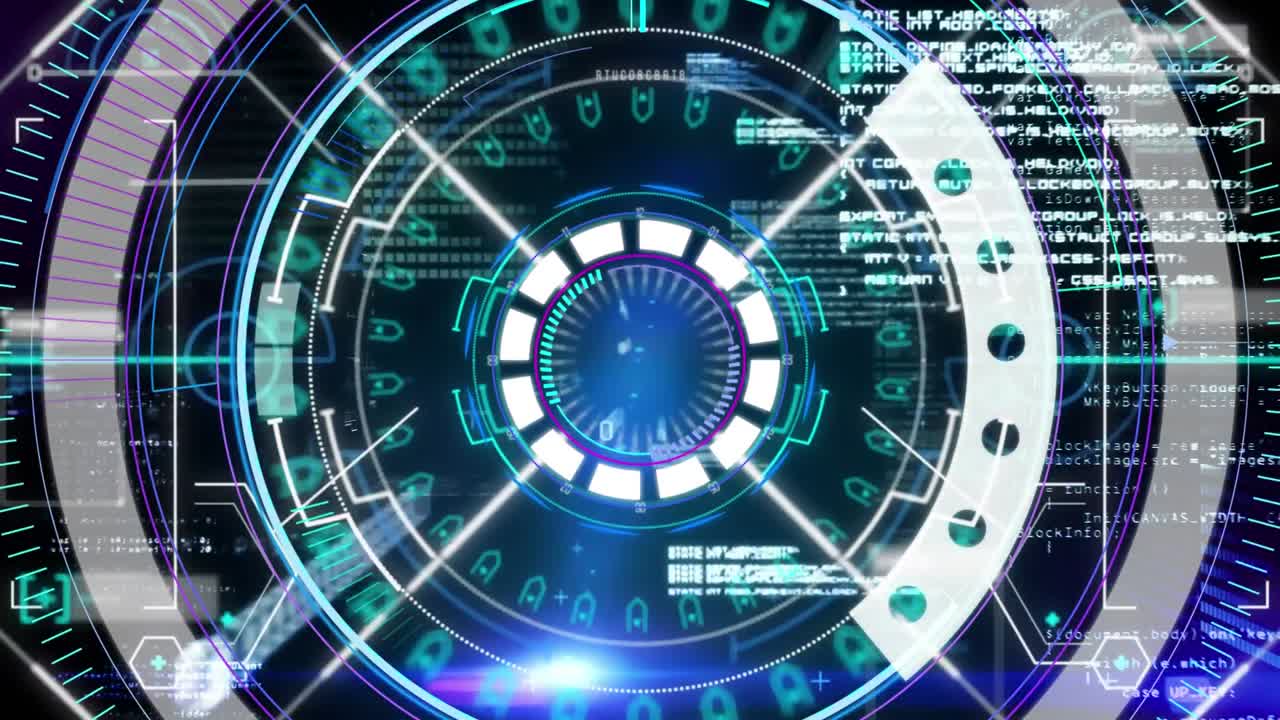 Animation of scope scanning and data processing on black background