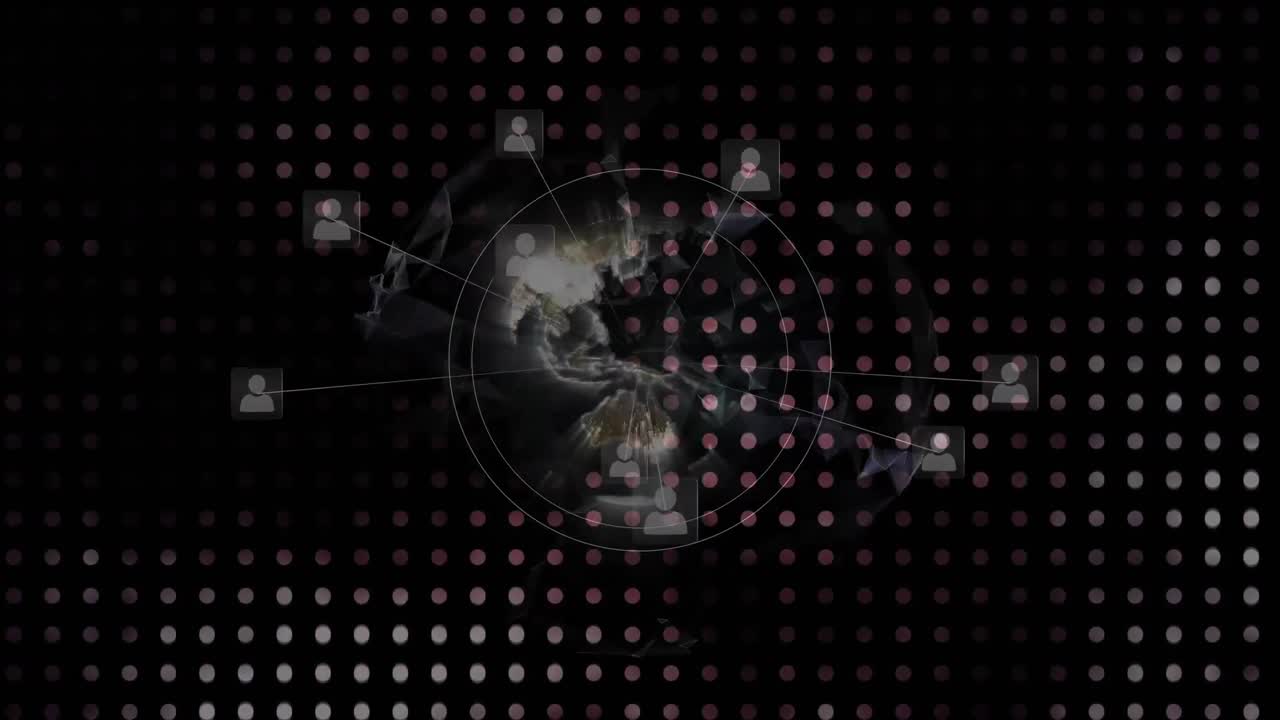 Animazione di globo con file di punti e rete di connessioni