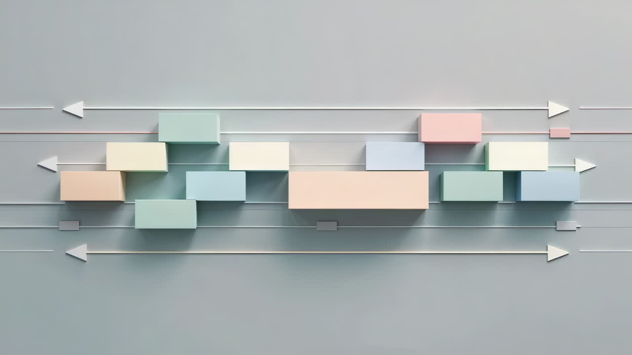 Abstract 3D Timeline and Process Flow with Pastel Blocks