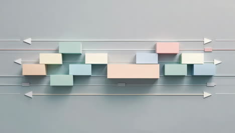 abstract 3d timeline and process flow with pastel blocks