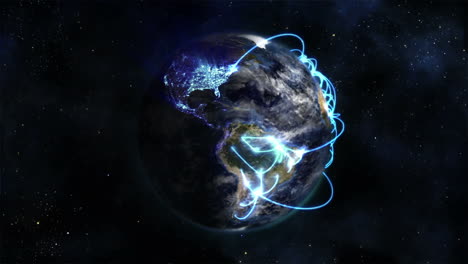 animated earth with clouds and stars rotates, courtesy of nasa.org.