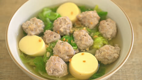 homemade clear soup with tofu and minced pork bowl