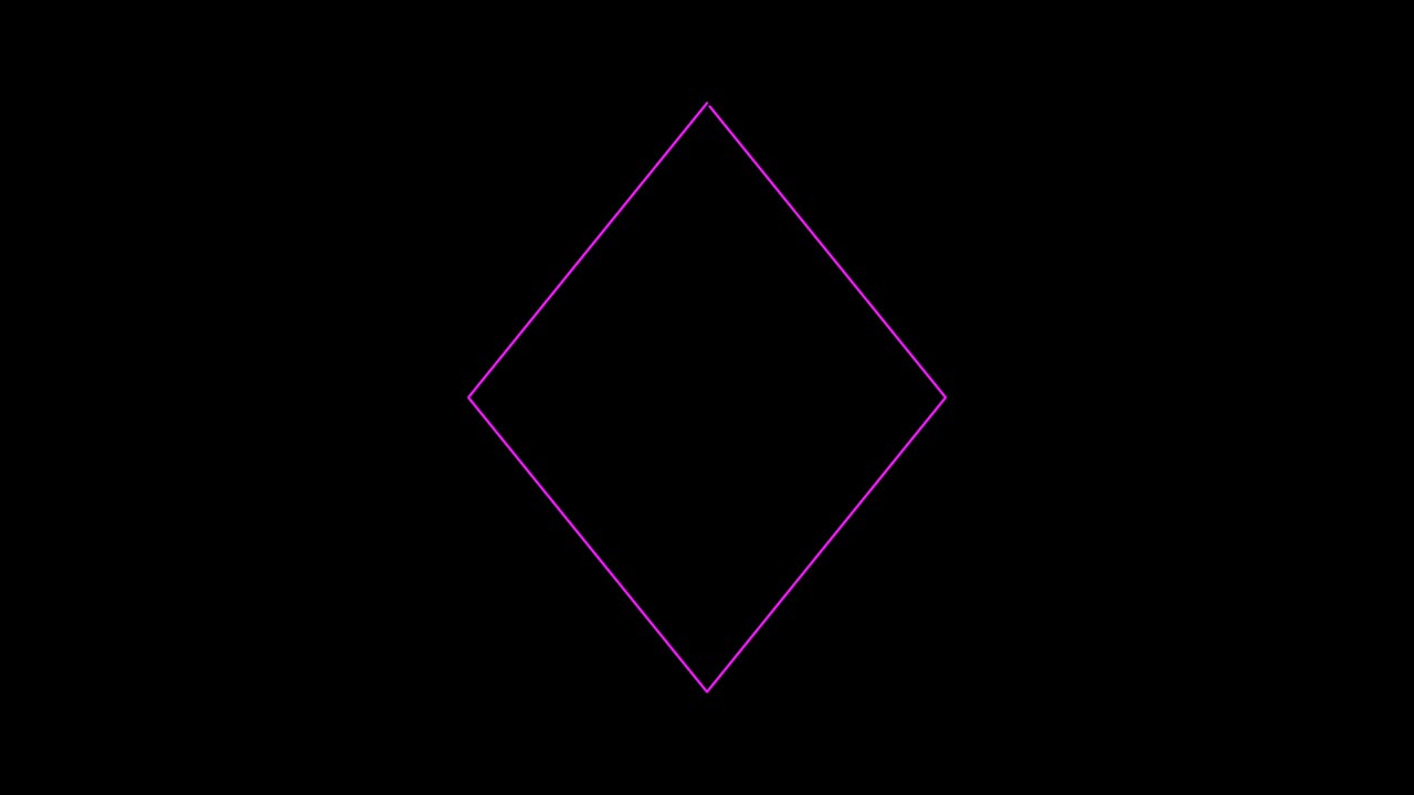 다이아몬드 선과 함께 검은 바탕에 확대 및 축소 반복 움직임