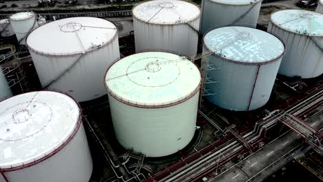 oil storage tank in the port in tsing yi, hong kong