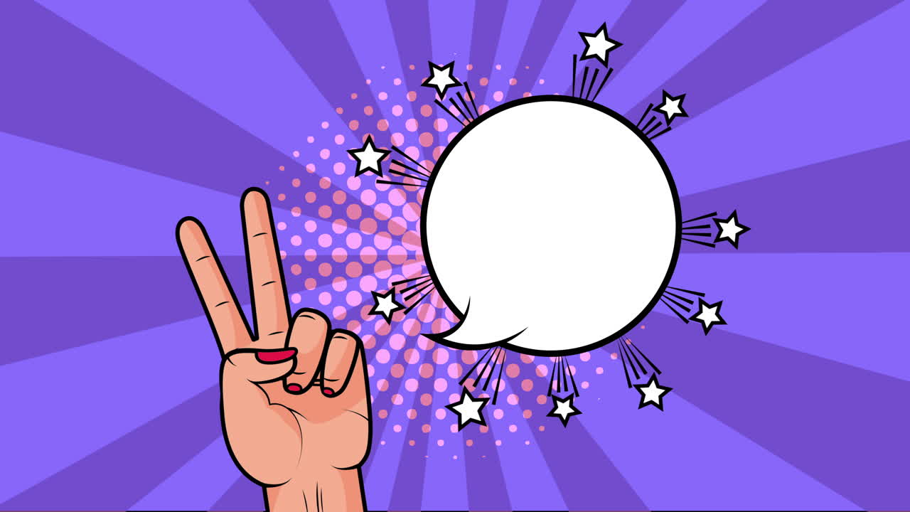 발언 거품과 손 승리 팝 아트 스타일