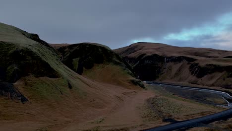 Reveal-Shot-Of-Stjórnarfoss-Waterfall-In-Iceland---Aerial-Drone