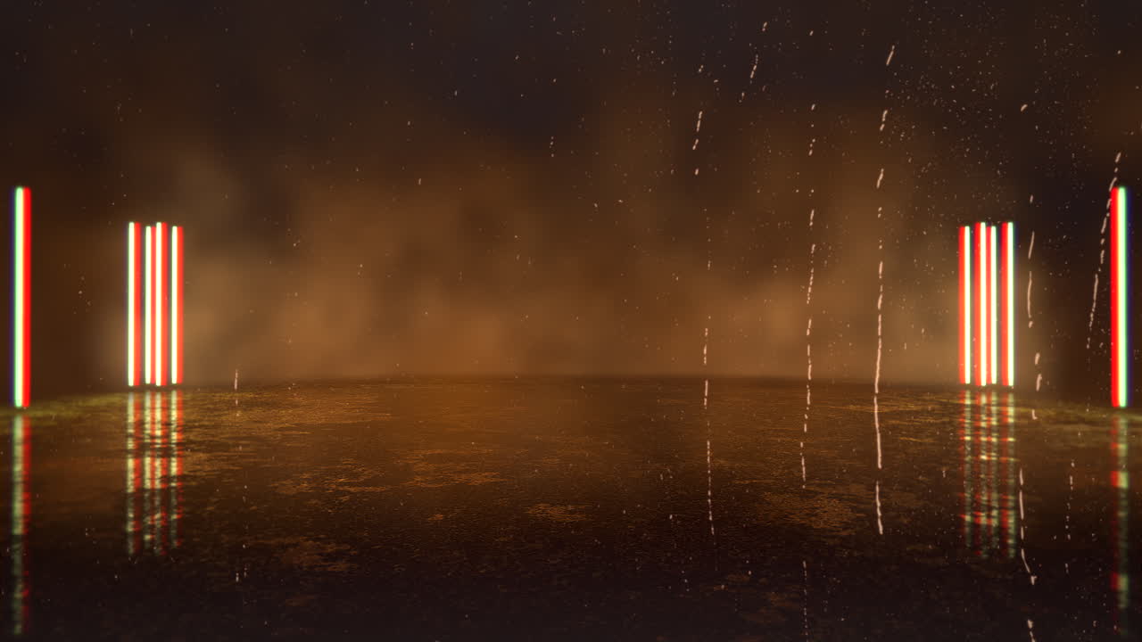 도시의 거리와 네온 불빛이 있는 사이버펑크 애니메이션 배경