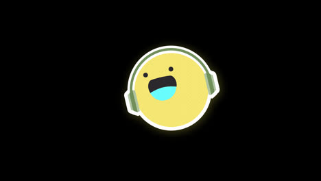 Cute-Emoticon-Listen-Music-emoji-with-headphones-icon-loop-Animation-video-transparent-background-with-alpha-channel