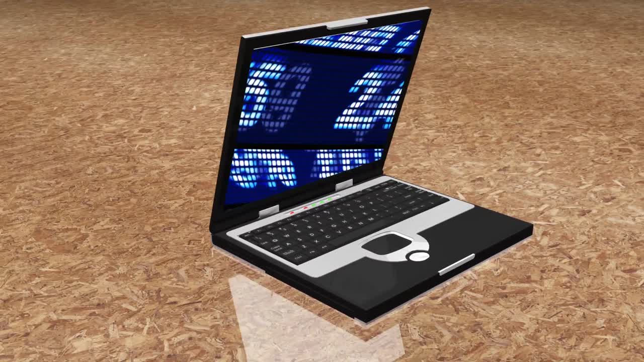 한 개의 노트북이 열리는 애니메이션