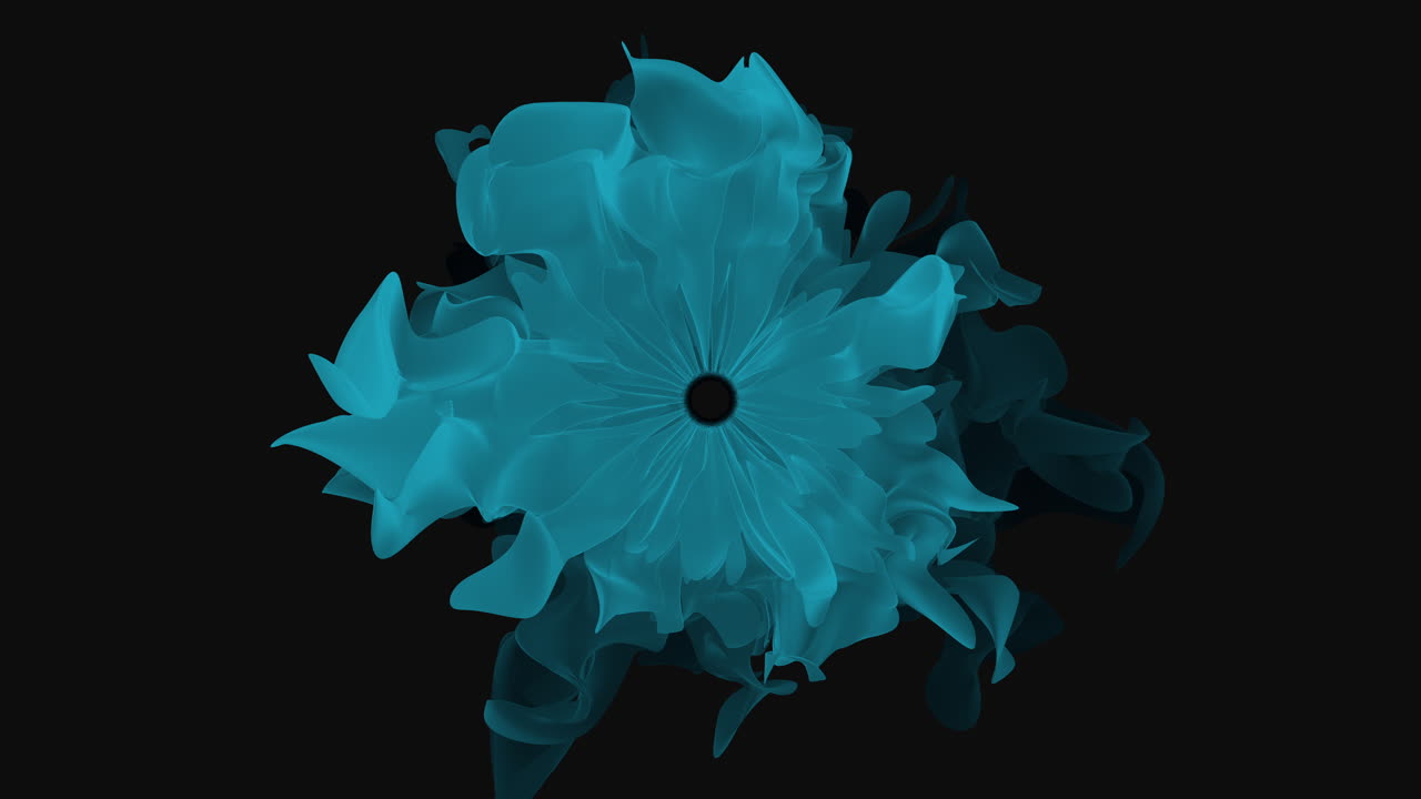 flor azul abstracta y mística en el espacio oscuro