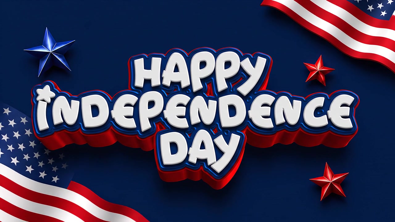 Happy Independence Day Typography On Blue Patriotic Background With Stars