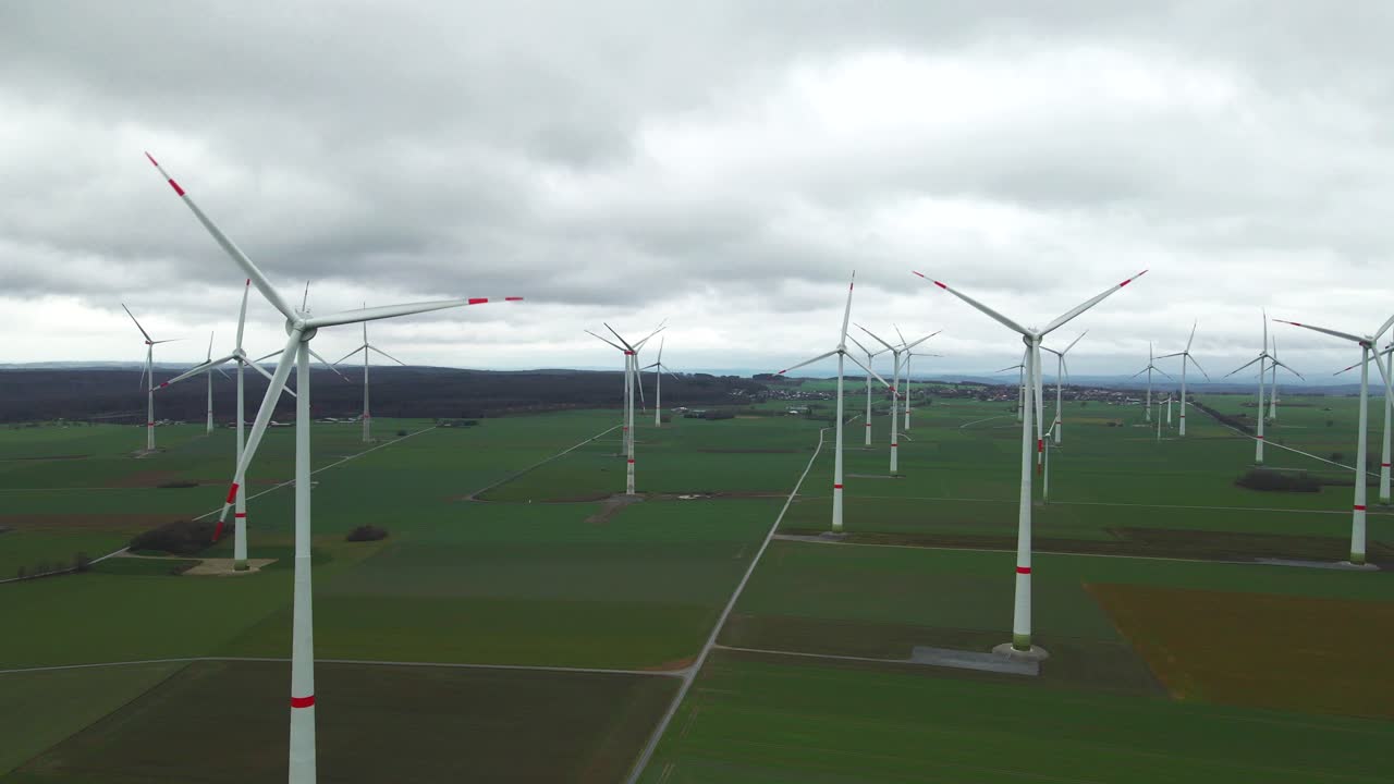 The Future of Energy: A Row of Wind Turbines Generates Clean Power in Bad Wünnenberg, Paderborn