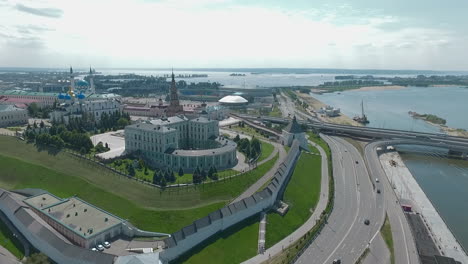 paisaje aéreo de la ciudad de kazán con el antiguo kremlin de rusia