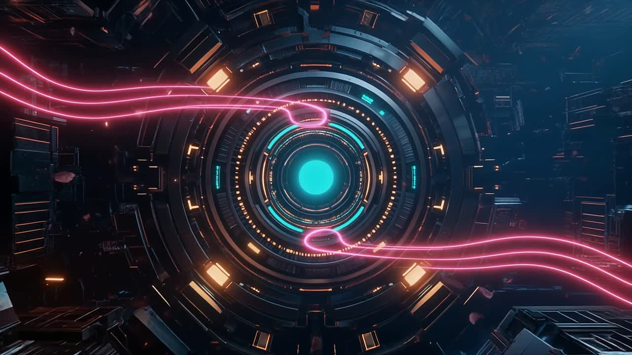 Futuristic Sci-Fi Portal with Glowing Neon Energy Lines
