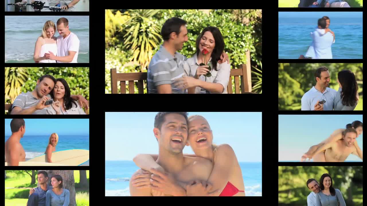 montaje de parejas al aire libre