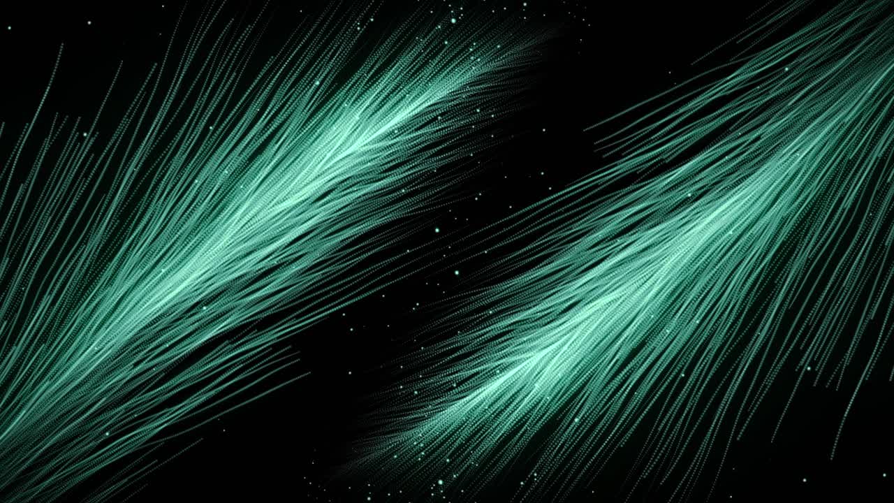 검은 바탕에 추상적인 녹색 선과 점