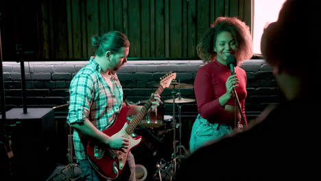 musical group in the studio