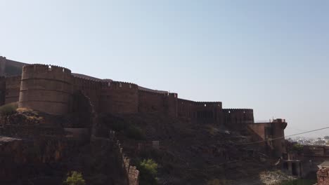 wide panning shot of mehrangarh fort at jodhpur, india