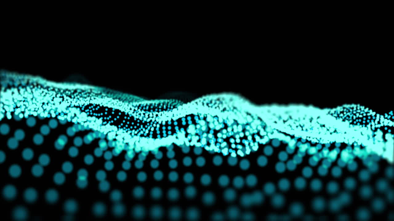 animación del texto pow sobre puntos azules sobre fondo negro