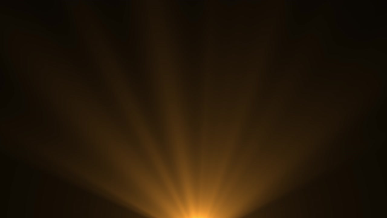 Raggi di luce dorata che convergono dal basso creando un effetto spettacolare e celestiale con scintille