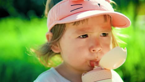 portrait of toddler drinking water