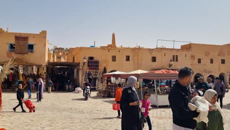 busy market scene in a moroccan medina