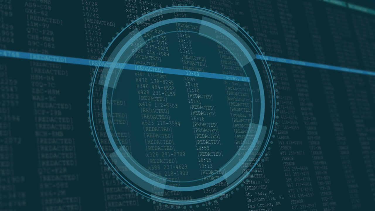 파란색 배경 위의 데이터 처리 애니메이션