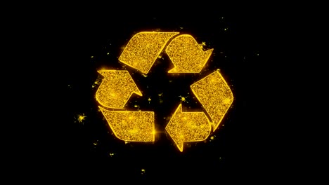 las flechas triangulares reciclan el icono de las partículas de chispas en fondo negro.