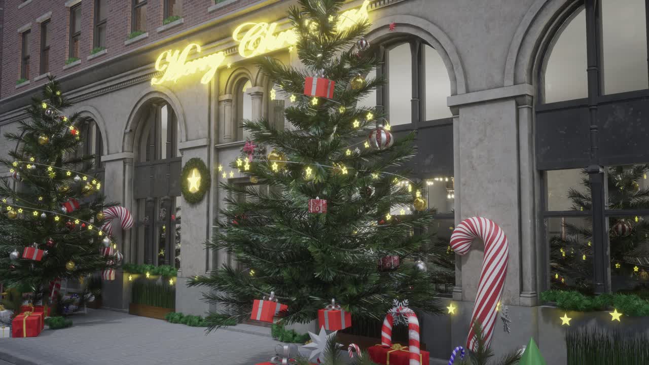 크리스마스 장식 된 도시 거리