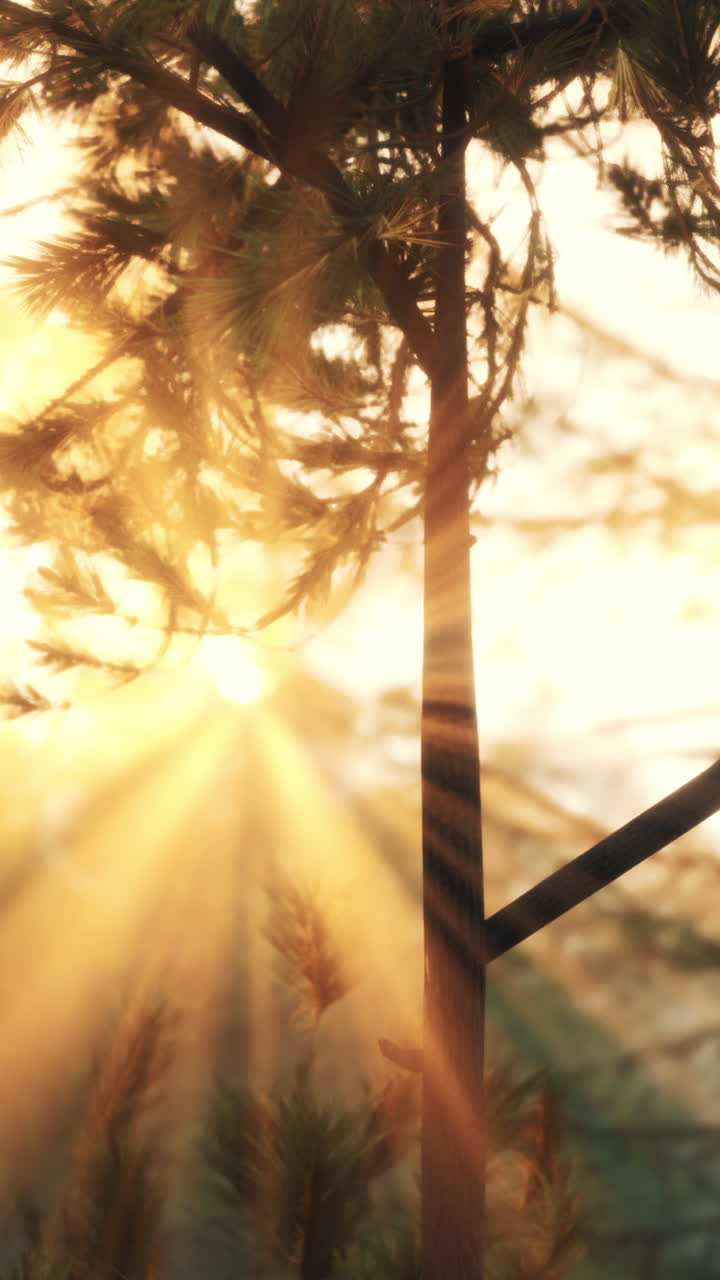 сосна в золотом солнечном свете