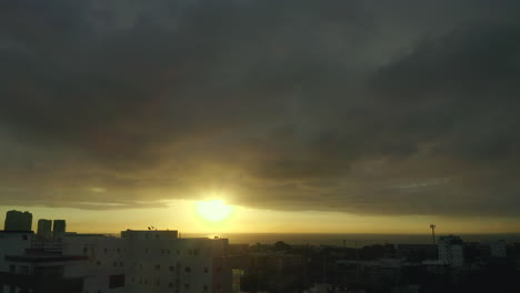 incredible sunrise over caribbean sea seen from santo domingo city