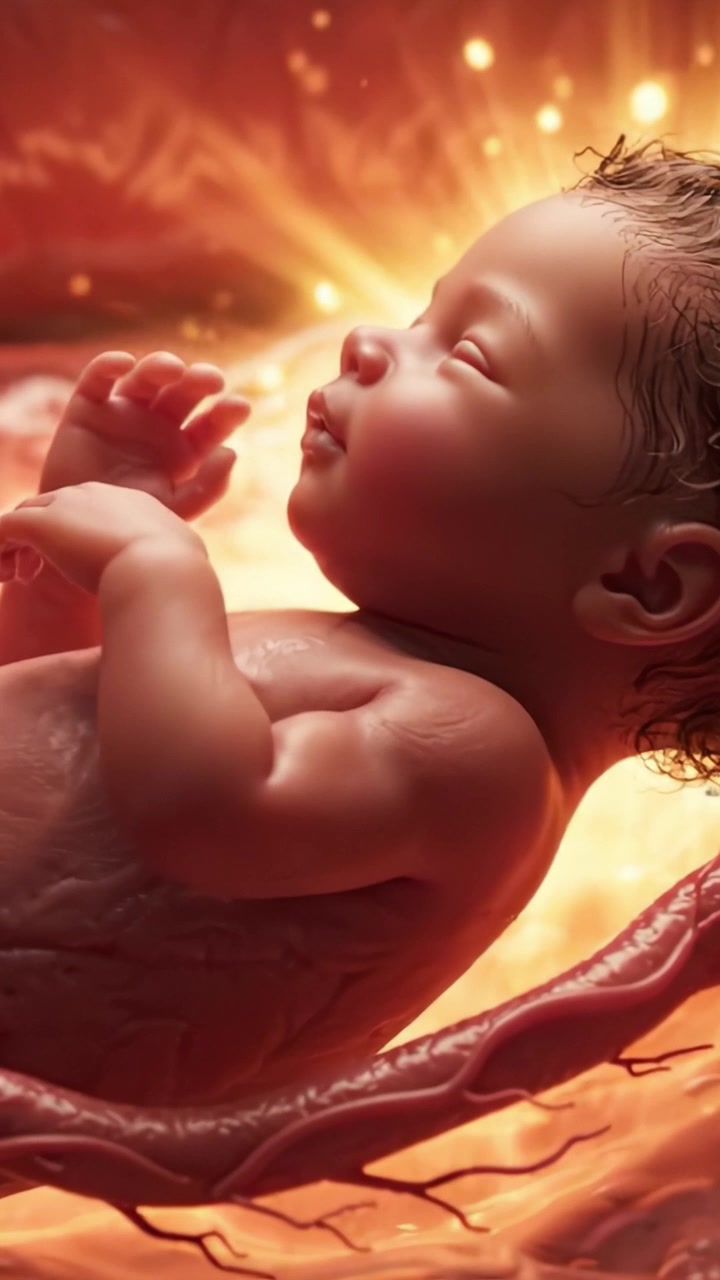 Uma Bela Representação de um Recém-Nascido no Útero, Destacando a Conexão Entre Mãe e Filho com Detalhes Visuais Impressionantes