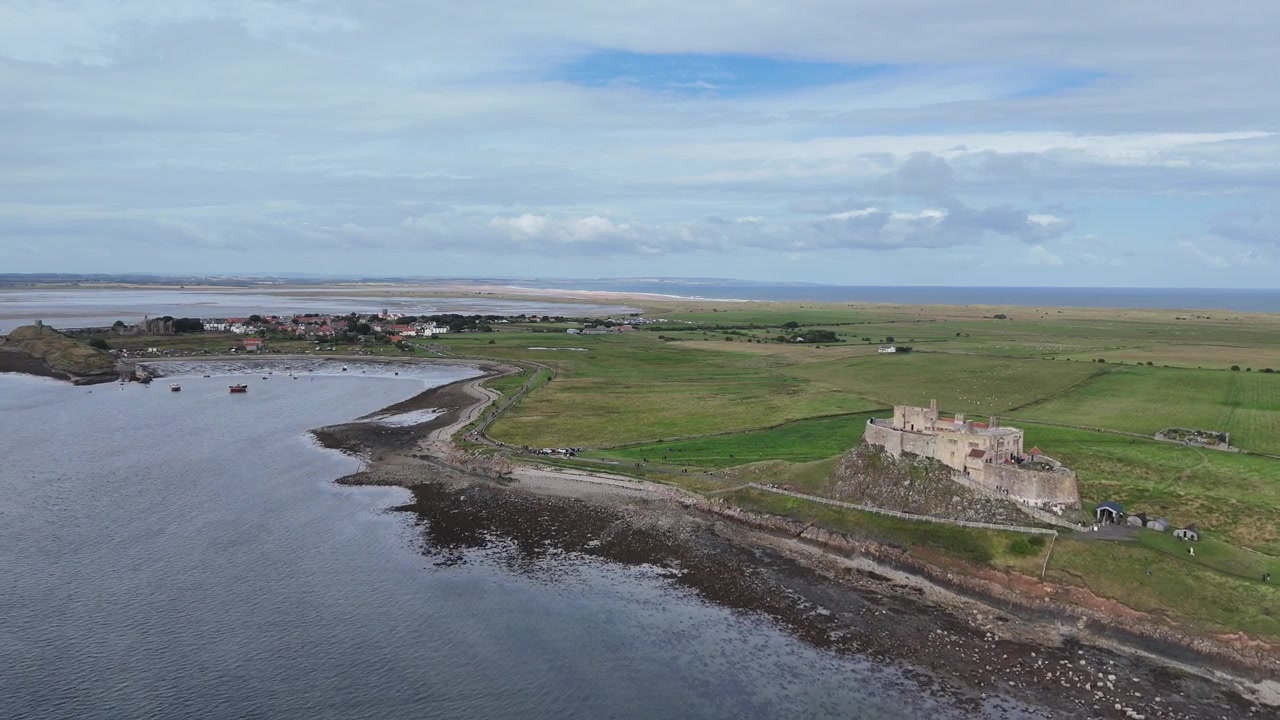 Holy island Lindisfarne England drone,aerial