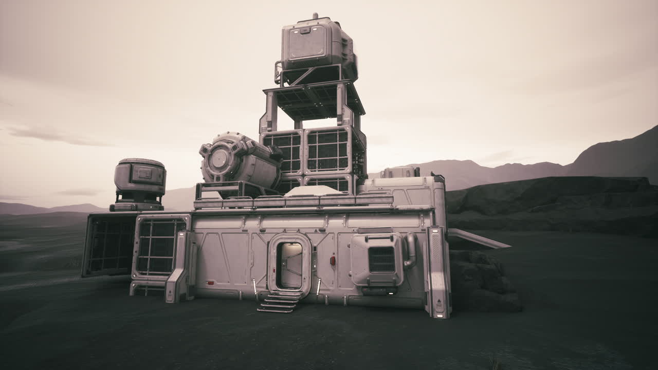 Colonist base established on a distant planet with futuristic architecture
