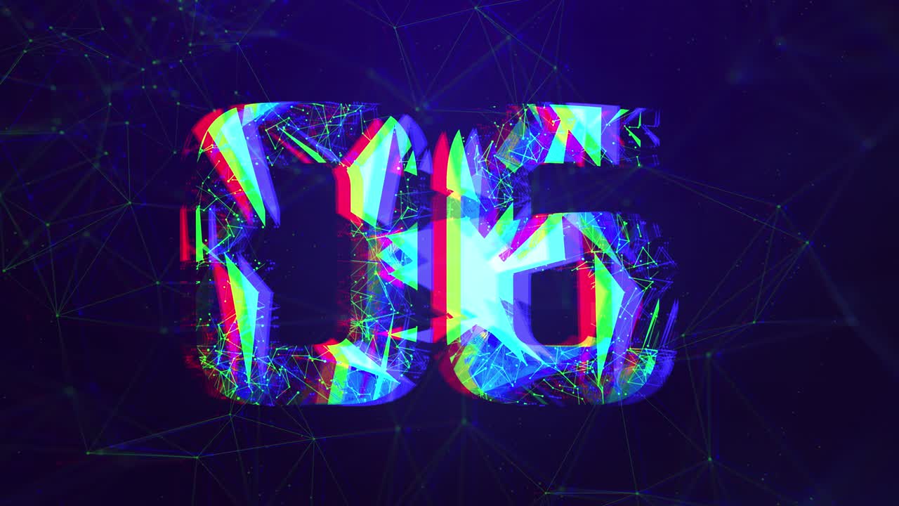 Abstract digital binary data nodes and connection paths form a countdown numbers transformed