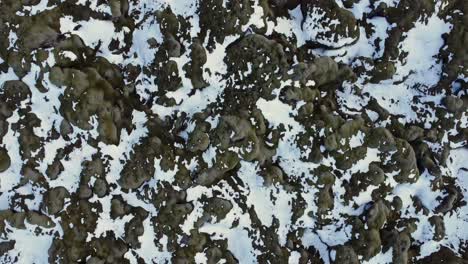 rock formations covered with snow