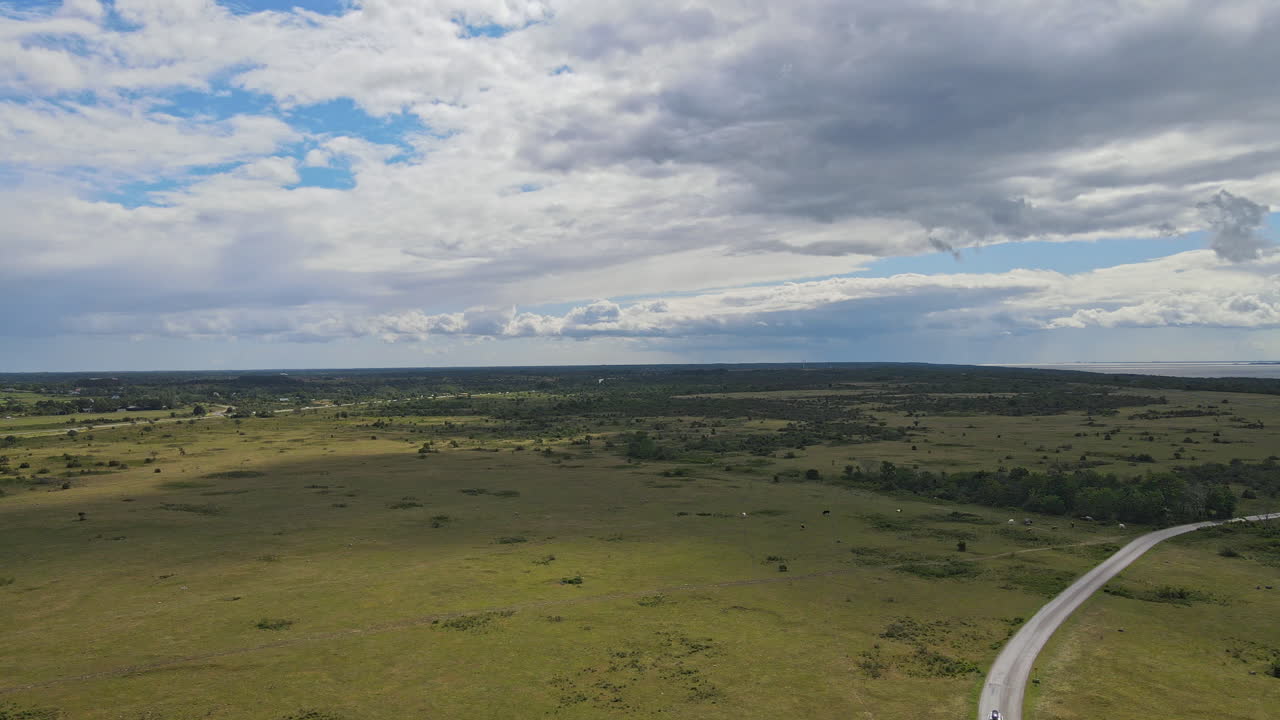 hermoso paisaje verde que rodea el castillo de borgholm, öland, suecia - antena