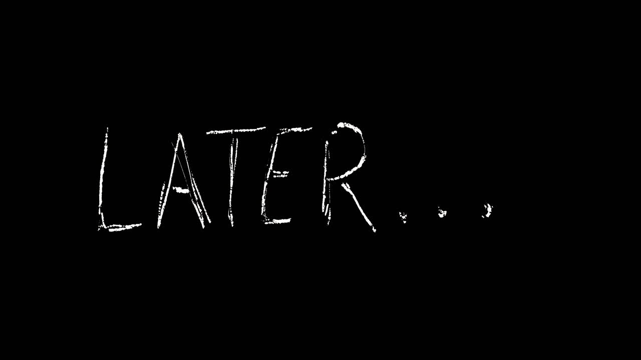Scratch animation of the word "Later..." made with 35mm film by hand