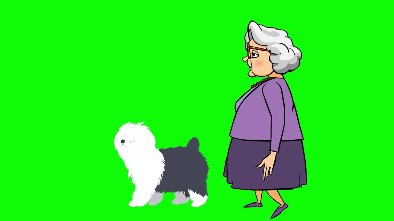 귀여운 개와 함께 는 은 여자의 애니메이션.