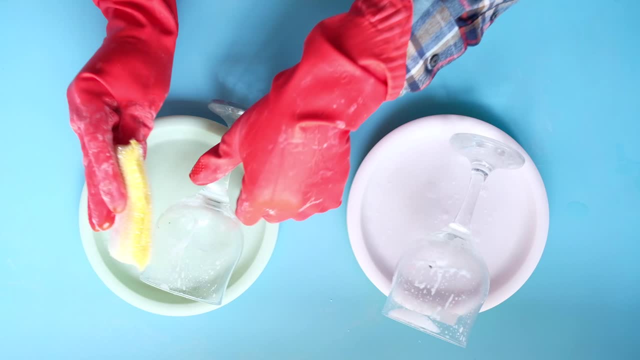 Washing Glasses and Dishes with Gloves