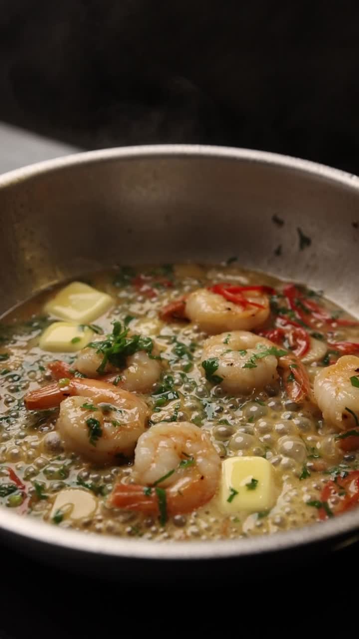 Udang yang Dimasak dalam Wajan dengan Mentega dan Rempah