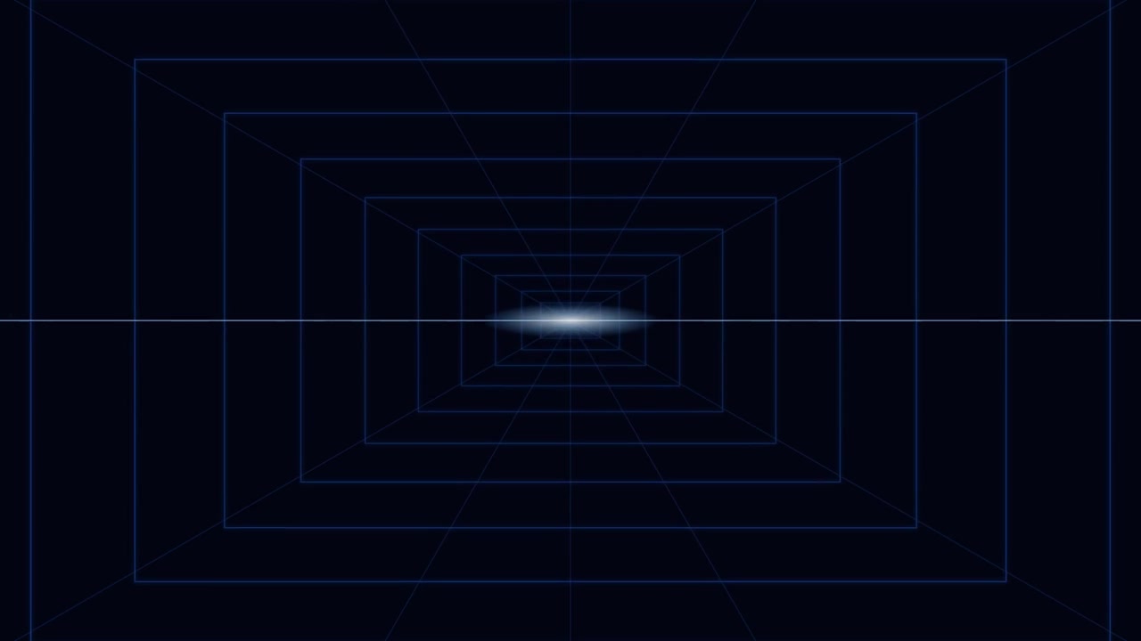 Abstract Digital Grid Tunnel with Glowing Light