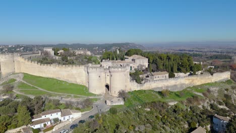 panoramic drone view of fort saint andre, medieval fortress, avignon, france