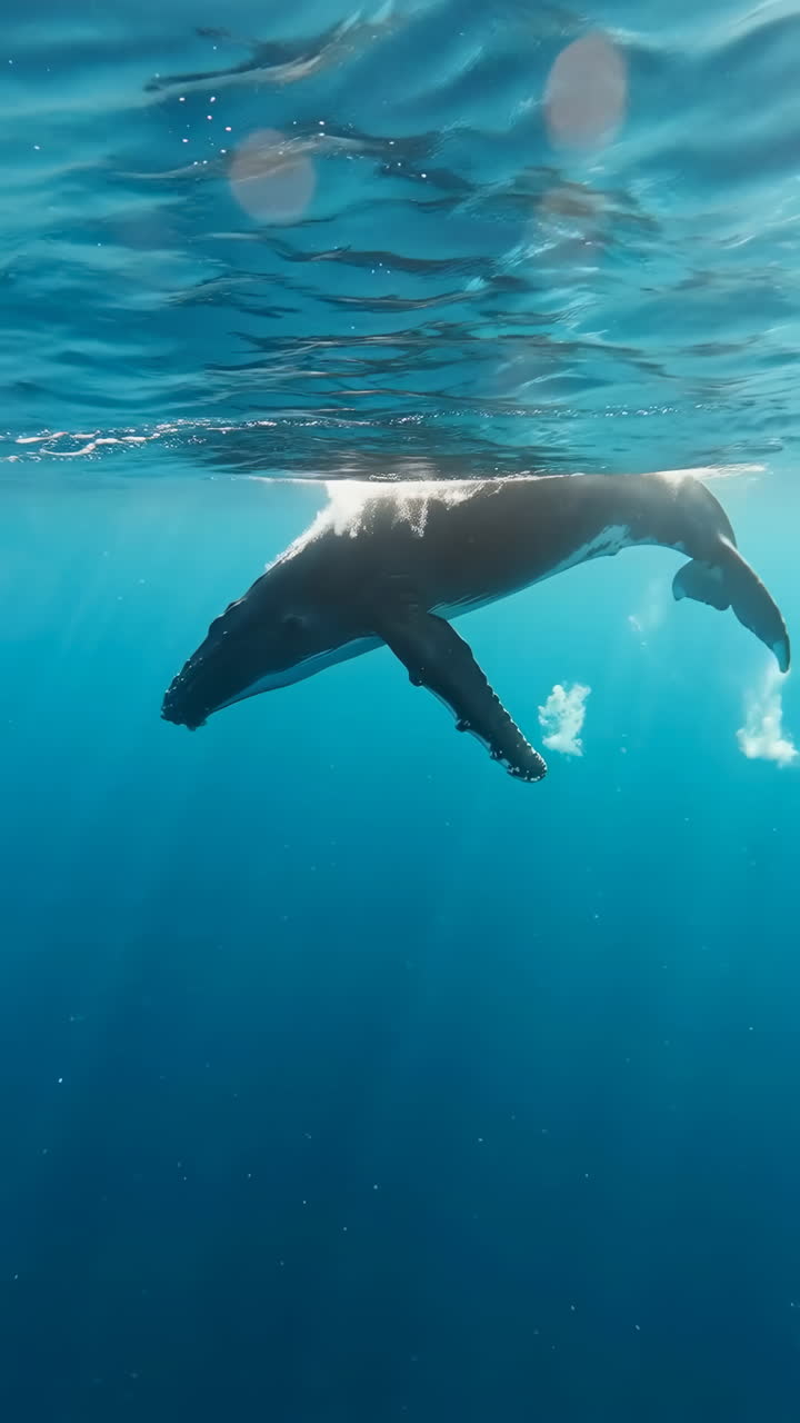 Humpback Whale Swimming Under the Ocean Surface