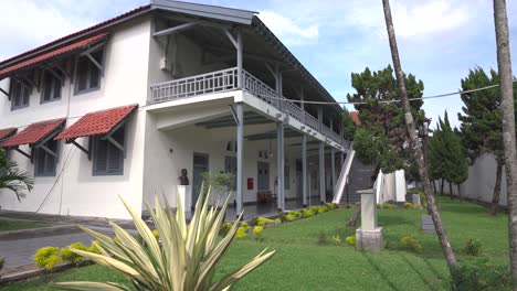 showing the still good buildings left by the dutch colonial era inside the vredeburg fort in yogyakarta, indonesia.