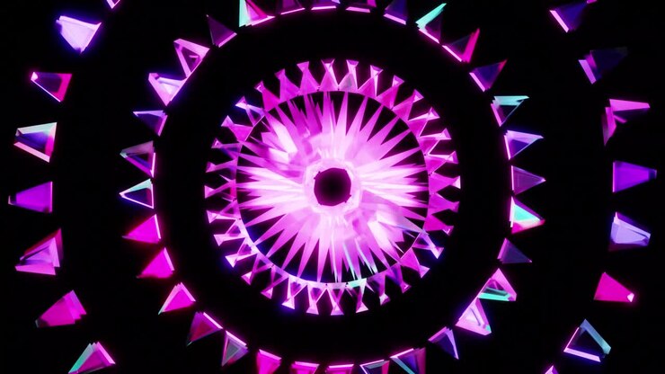 Sfondo loop VJ con caleidoscopio rotondo viola.
