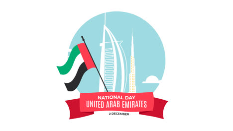 una animación de un diseño plano día nacional de los emiratos árabes unidos