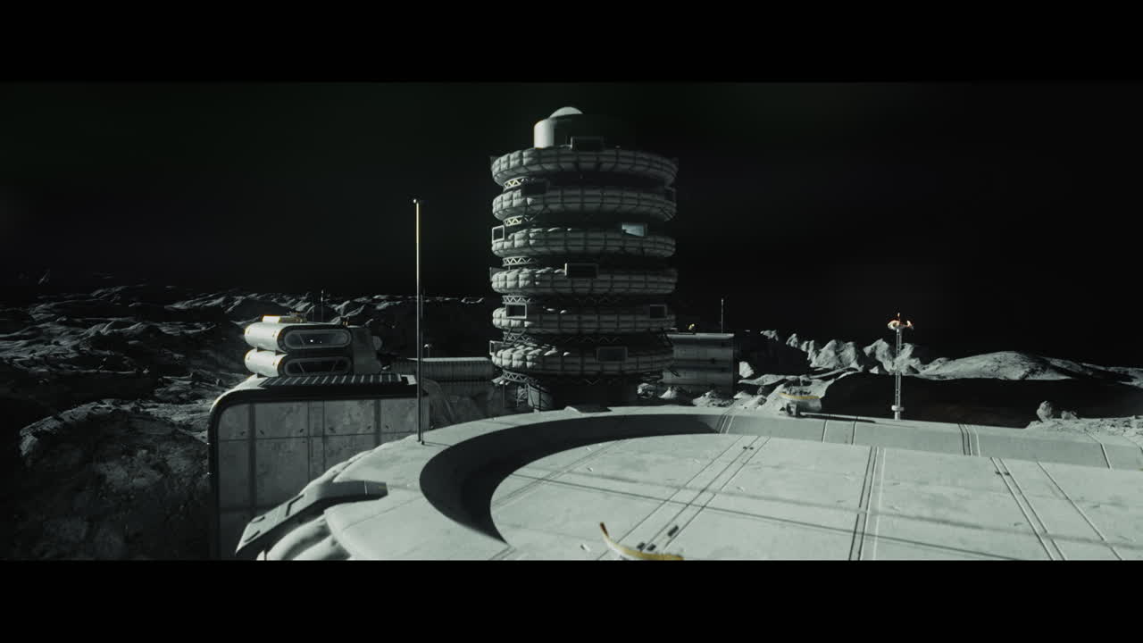 Moon surface with a lunar base