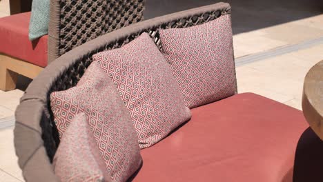 outdoor sofa with patterned cushions