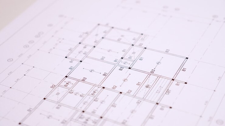 Detail of architecture design blueprint house plan
